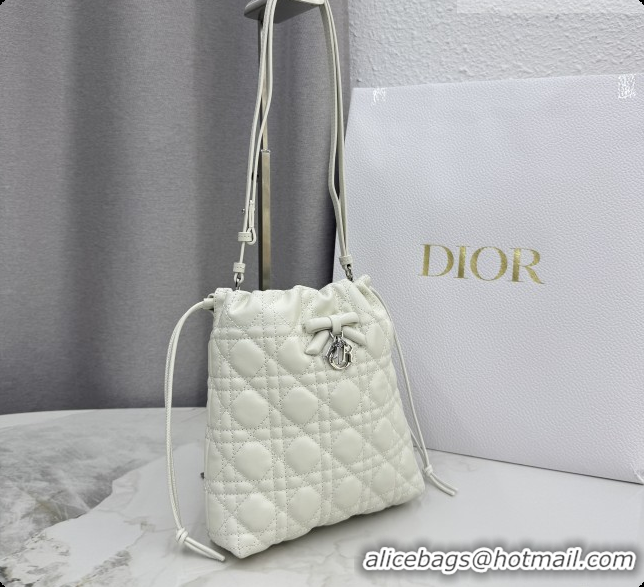 Reasonable Price Dior Adiorable Mini Bucket Bag in Cannage Lambskin S2611 White 2026