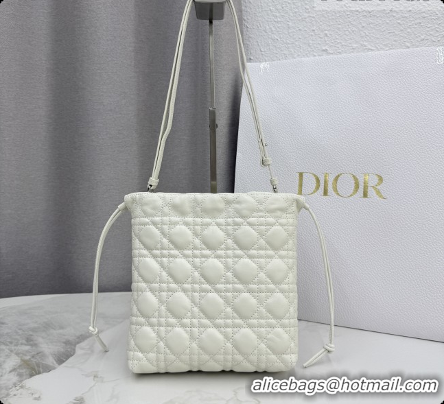 Reasonable Price Dior Adiorable Mini Bucket Bag in Cannage Lambskin S2611 White 2026