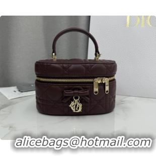 Affordable Price Dior Mini Vanity Bag in Cannage Lambskin S2603 Dark Burgundy 2026