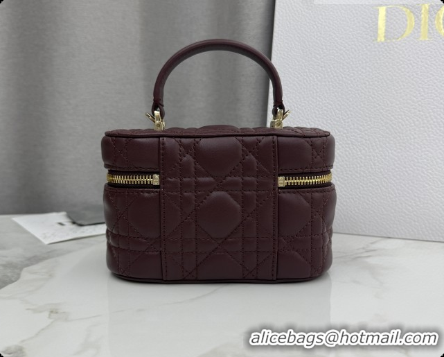 Affordable Price Dior Mini Vanity Bag in Cannage Lambskin S2603 Dark Burgundy 2026