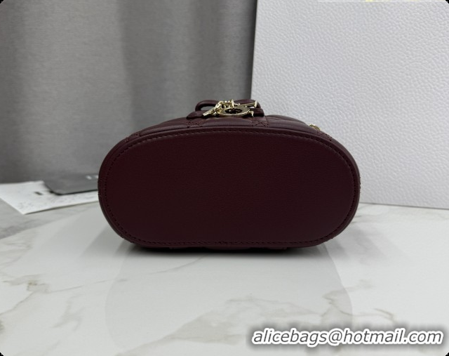 Affordable Price Dior Mini Vanity Bag in Cannage Lambskin S2603 Dark Burgundy 2026