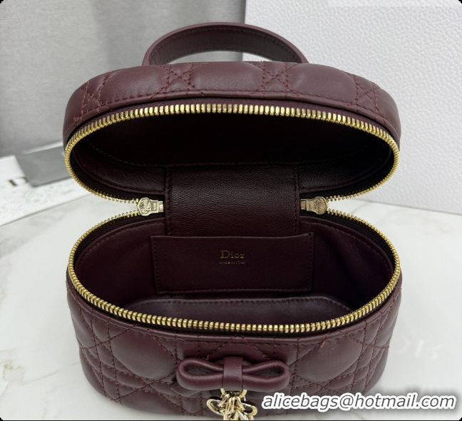 Affordable Price Dior Mini Vanity Bag in Cannage Lambskin S2603 Dark Burgundy 2026