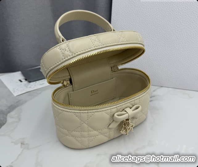 Good Quality Dior Mini Vanity Bag in Cannage Lambskin S2603 Beige 2026