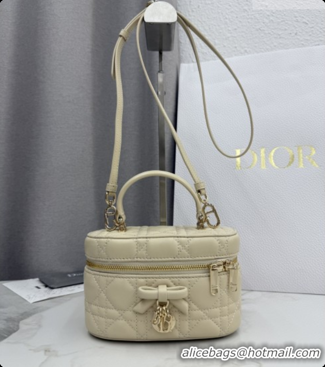 Good Quality Dior Mini Vanity Bag in Cannage Lambskin S2603 Beige 2026