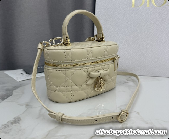 Good Quality Dior Mini Vanity Bag in Cannage Lambskin S2603 Beige 2026