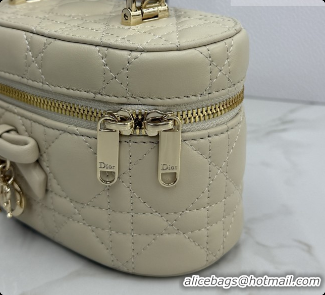 Good Quality Dior Mini Vanity Bag in Cannage Lambskin S2603 Beige 2026