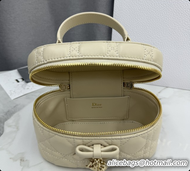 Good Quality Dior Mini Vanity Bag in Cannage Lambskin S2603 Beige 2026