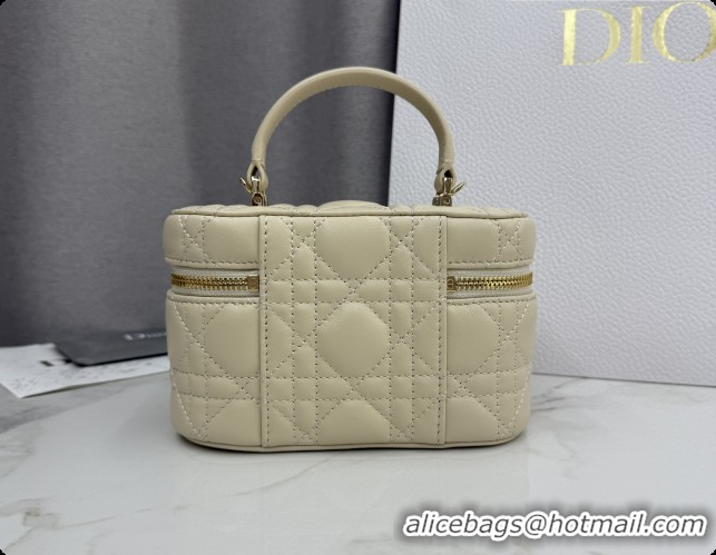 Good Quality Dior Mini Vanity Bag in Cannage Lambskin S2603 Beige 2026