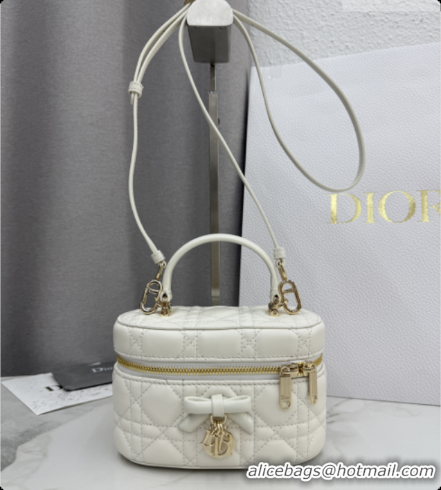 Unique Grade Dior Mini Vanity Bag in Cannage Lambskin S2603 White 2026