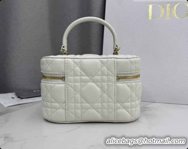 Unique Grade Dior Mini Vanity Bag in Cannage Lambskin S2603 White 2026