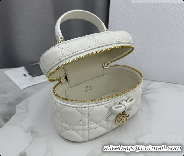 Unique Grade Dior Mini Vanity Bag in Cannage Lambskin S2603 White 2026