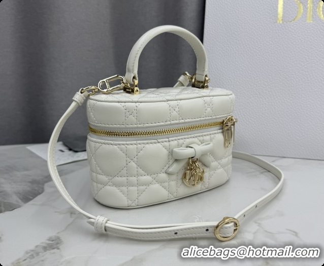 Unique Grade Dior Mini Vanity Bag in Cannage Lambskin S2603 White 2026