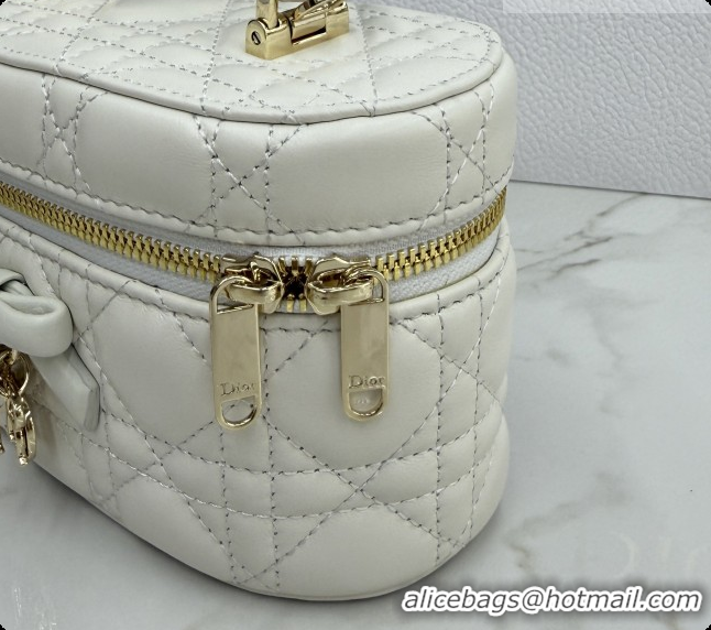 Unique Grade Dior Mini Vanity Bag in Cannage Lambskin S2603 White 2026