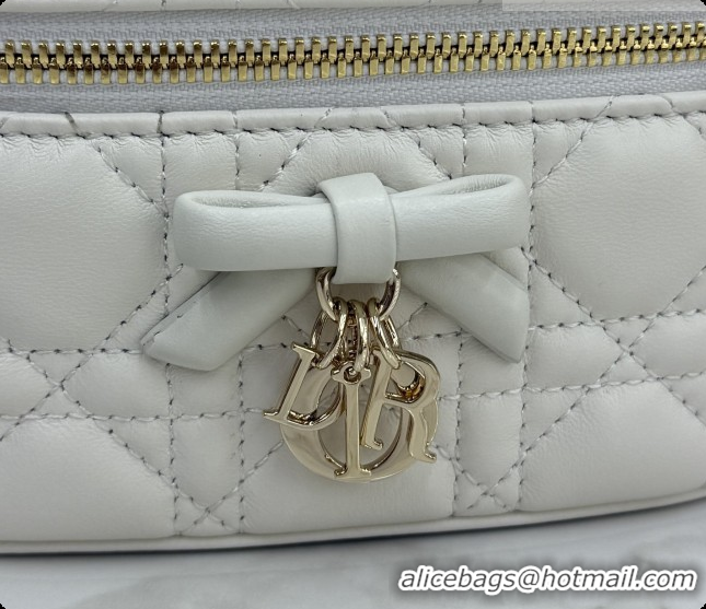 Unique Grade Dior Mini Vanity Bag in Cannage Lambskin S2603 White 2026