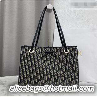 Shop Duplicate Dior Medium Dior Promenade Shopping Bag with Bow in Blue Dior Oblique Jacquard 2026 M1410