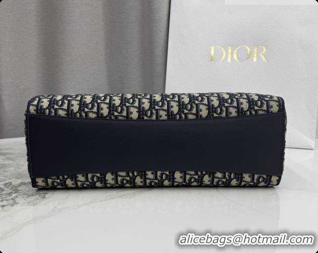 Shop Duplicate Dior Medium Dior Promenade Shopping Bag with Bow in Blue Dior Oblique Jacquard 2026 M1410