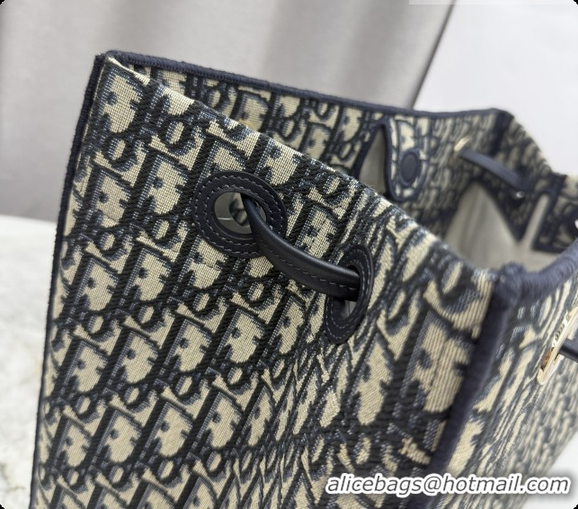 Shop Duplicate Dior Medium Dior Promenade Shopping Bag with Bow in Blue Dior Oblique Jacquard 2026 M1410