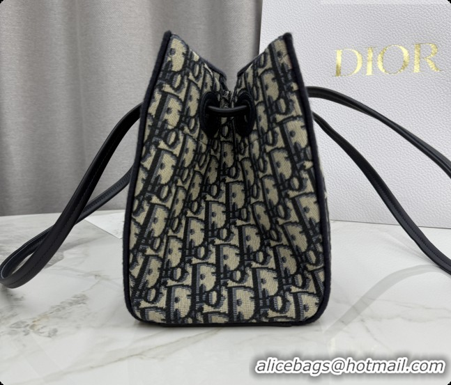 Top Quality Dior Small Dior Promenade Shopping Bag with Bow in Blue Dior Oblique Jacquard 2026 M1410 