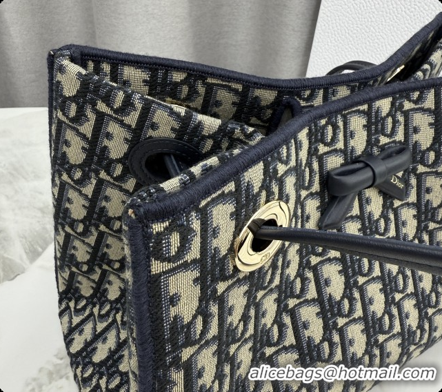 Top Quality Dior Small Dior Promenade Shopping Bag with Bow in Blue Dior Oblique Jacquard 2026 M1410 