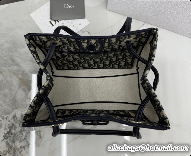Top Quality Dior Small Dior Promenade Shopping Bag with Bow in Blue Dior Oblique Jacquard 2026 M1410 