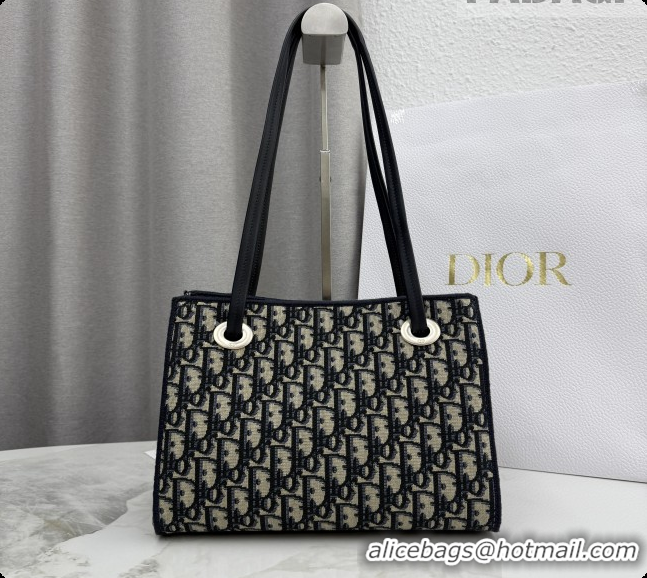 Top Quality Dior Small Dior Promenade Shopping Bag with Bow in Blue Dior Oblique Jacquard 2026 M1410 