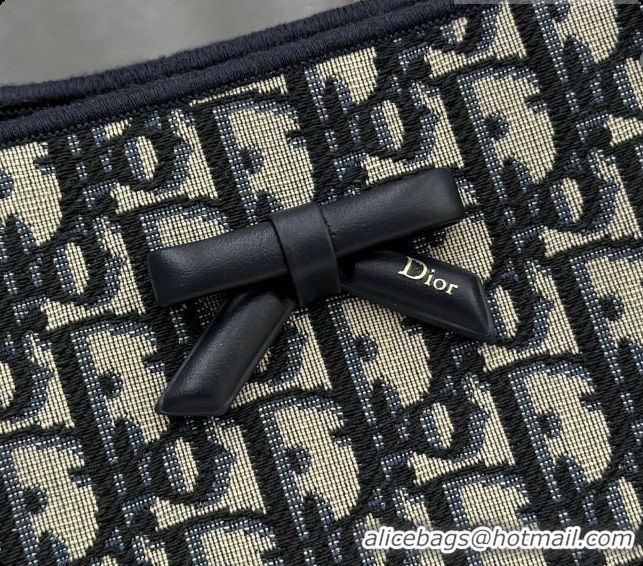 Top Quality Dior Small Dior Promenade Shopping Bag with Bow in Blue Dior Oblique Jacquard 2026 M1410 