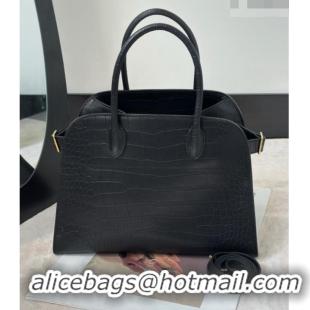 Cheap Best The Row Margaux 12 Tote Bag in Samanta Crocodile Embossed Leather 8818 Black 2026