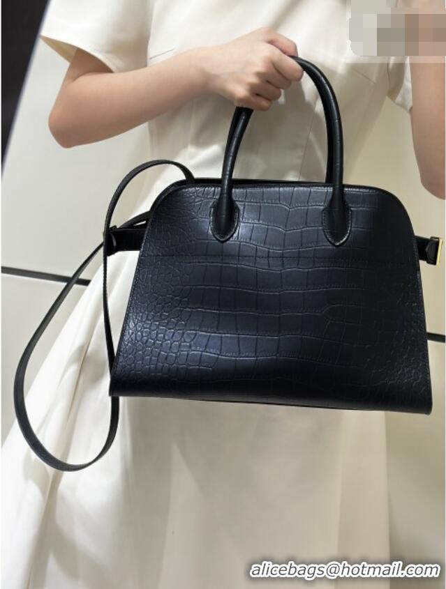 Cheap Best The Row Margaux 12 Tote Bag in Samanta Crocodile Embossed Leather 8818 Black 2026