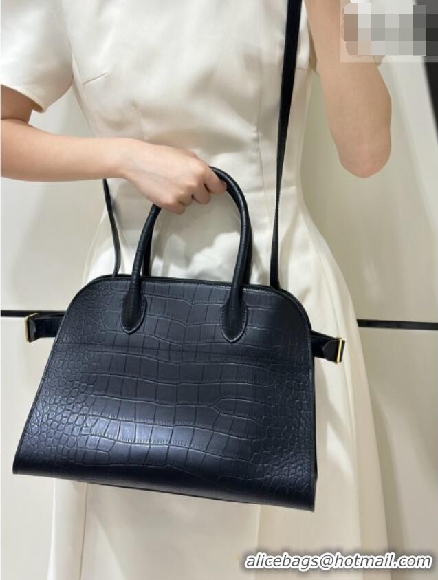 Cheap Best The Row Margaux 12 Tote Bag in Samanta Crocodile Embossed Leather 8818 Black 2026