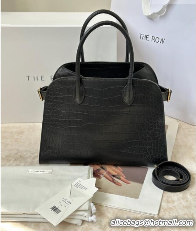 Cheap Best The Row Margaux 12 Tote Bag in Samanta Crocodile Embossed Leather 8818 Black 2026