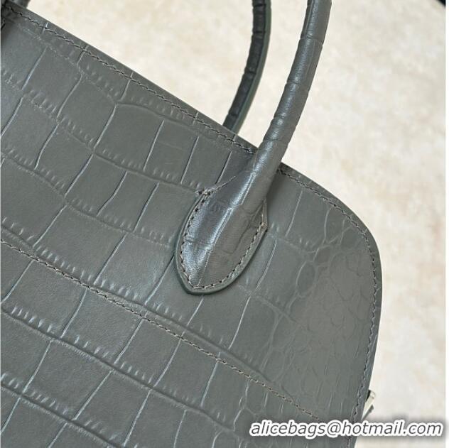 Grade Price The Row Margaux 12 Tote Bag in Samanta Crocodile Embossed Leather 8818 Grey 2026
