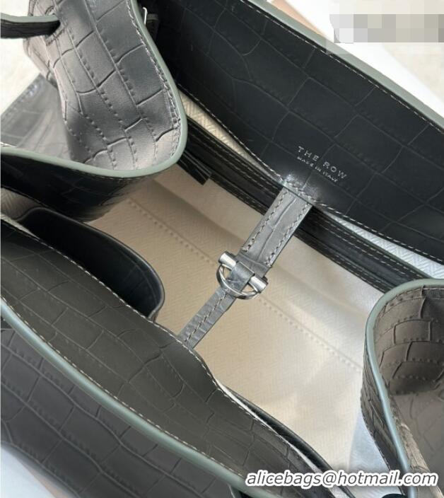Grade Price The Row Margaux 12 Tote Bag in Samanta Crocodile Embossed Leather 8818 Grey 2026