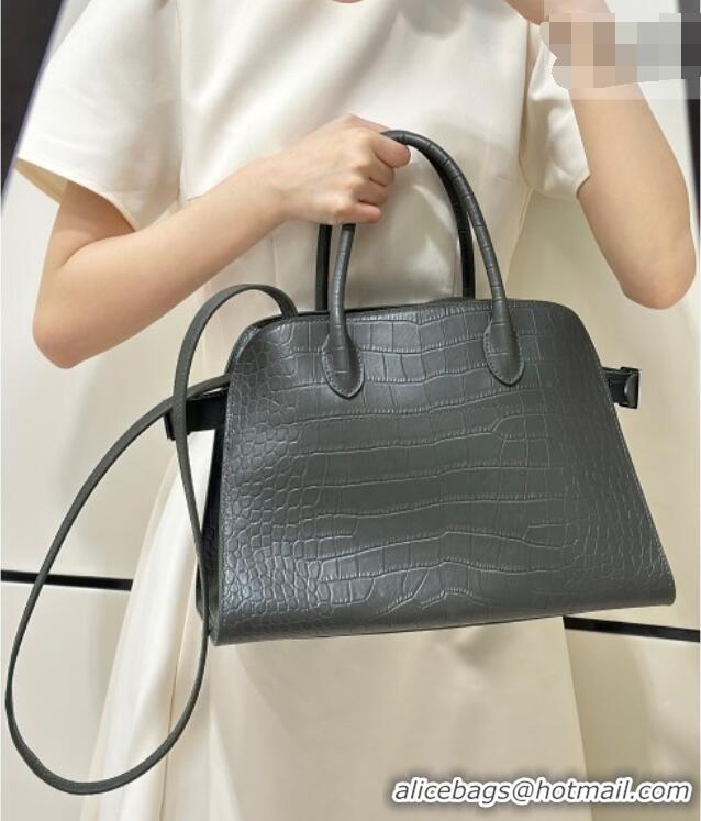 Grade Price The Row Margaux 12 Tote Bag in Samanta Crocodile Embossed Leather 8818 Grey 2026