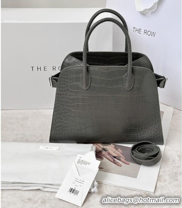 Grade Price The Row Margaux 12 Tote Bag in Samanta Crocodile Embossed Leather 8818 Grey 2026
