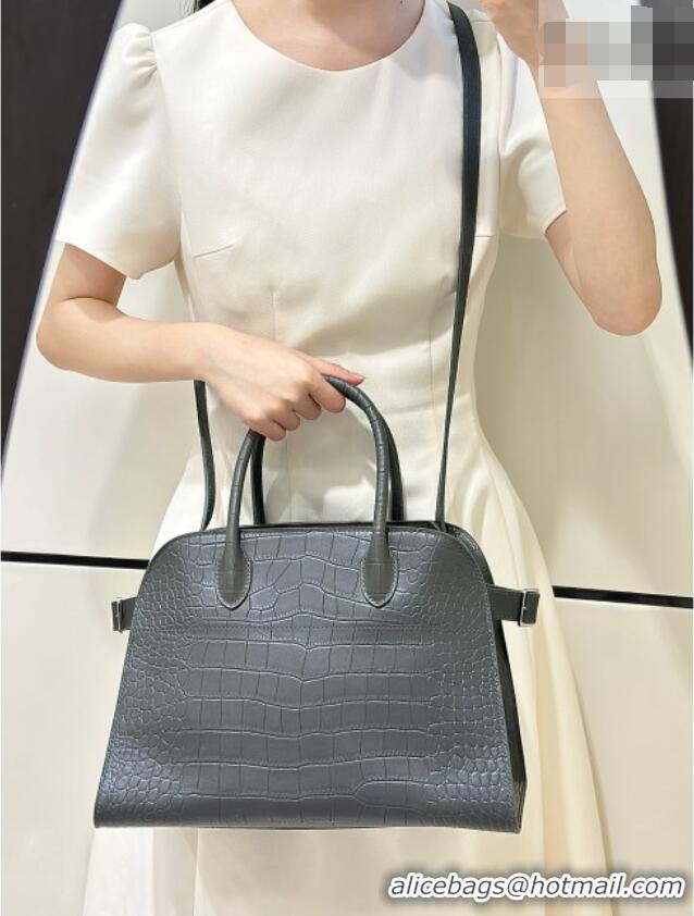 Grade Price The Row Margaux 12 Tote Bag in Samanta Crocodile Embossed Leather 8818 Grey 2026
