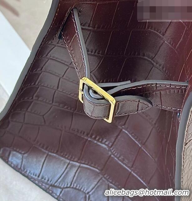 Best Product The Row Margaux 12 Tote Bag in Samanta Crocodile Embossed Leather 8818 Dark Brown 2026