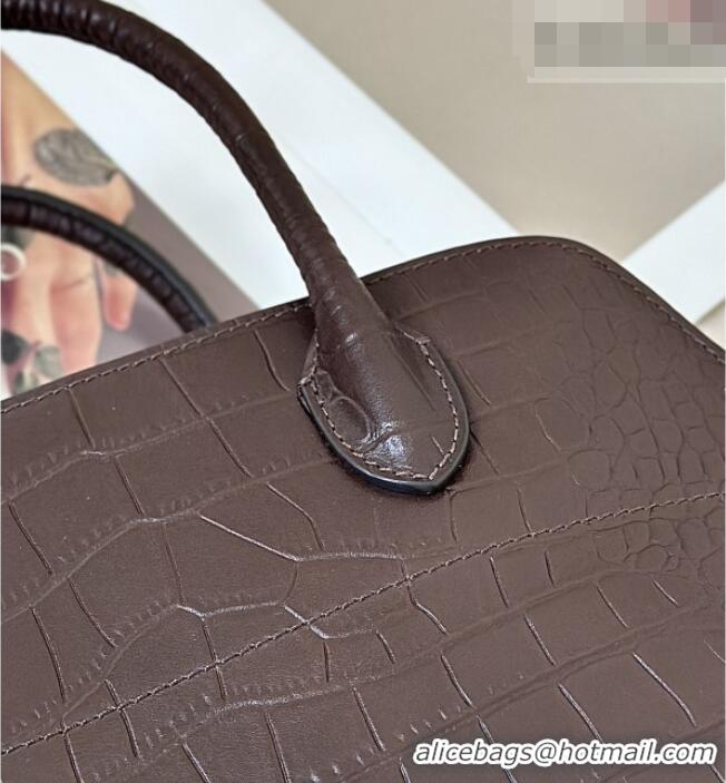 Best Product The Row Margaux 12 Tote Bag in Samanta Crocodile Embossed Leather 8818 Dark Brown 2026
