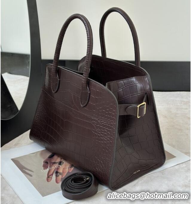Best Product The Row Margaux 12 Tote Bag in Samanta Crocodile Embossed Leather 8818 Dark Brown 2026