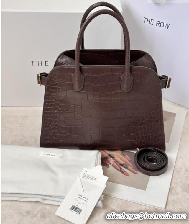 Best Product The Row Margaux 12 Tote Bag in Samanta Crocodile Embossed Leather 8818 Dark Brown 2026