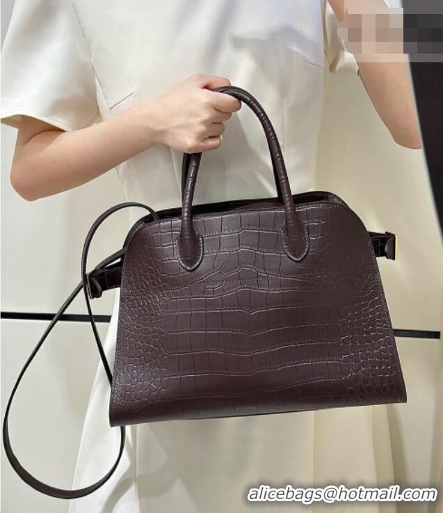 Best Product The Row Margaux 12 Tote Bag in Samanta Crocodile Embossed Leather 8818 Dark Brown 2026