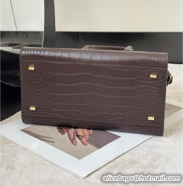 Best Product The Row Margaux 12 Tote Bag in Samanta Crocodile Embossed Leather 8818 Dark Brown 2026