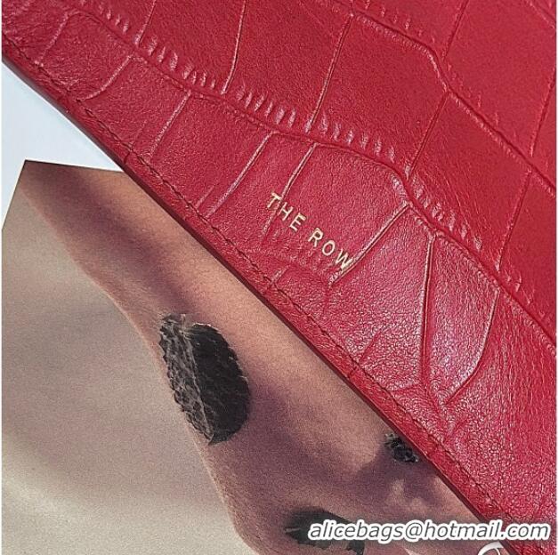 New Fashion The Row Margaux 12 Tote Bag in Samanta Crocodile Embossed Leather 8818 Red 2026