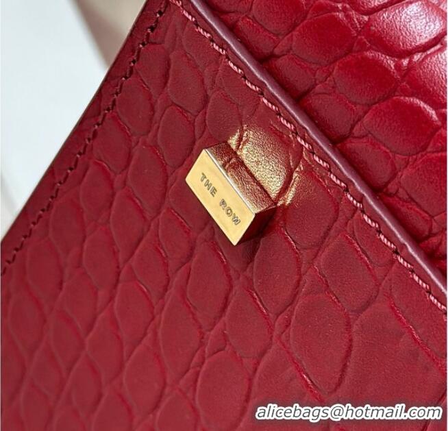 New Fashion The Row Margaux 12 Tote Bag in Samanta Crocodile Embossed Leather 8818 Red 2026