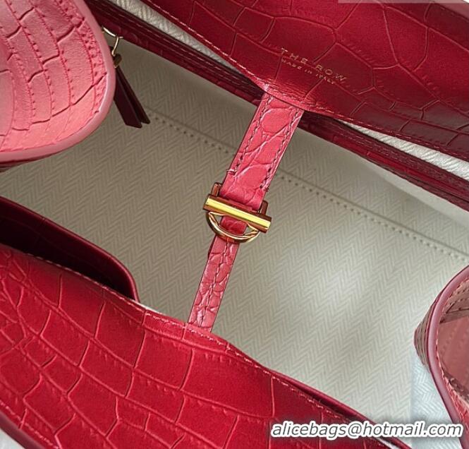 New Fashion The Row Margaux 12 Tote Bag in Samanta Crocodile Embossed Leather 8818 Red 2026