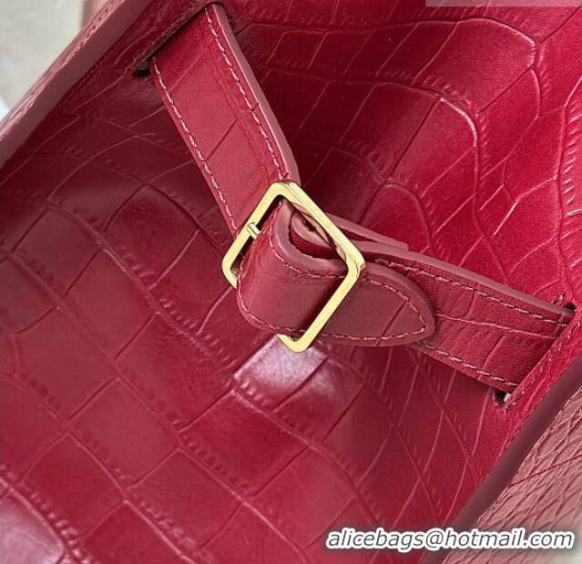 New Fashion The Row Margaux 12 Tote Bag in Samanta Crocodile Embossed Leather 8818 Red 2026