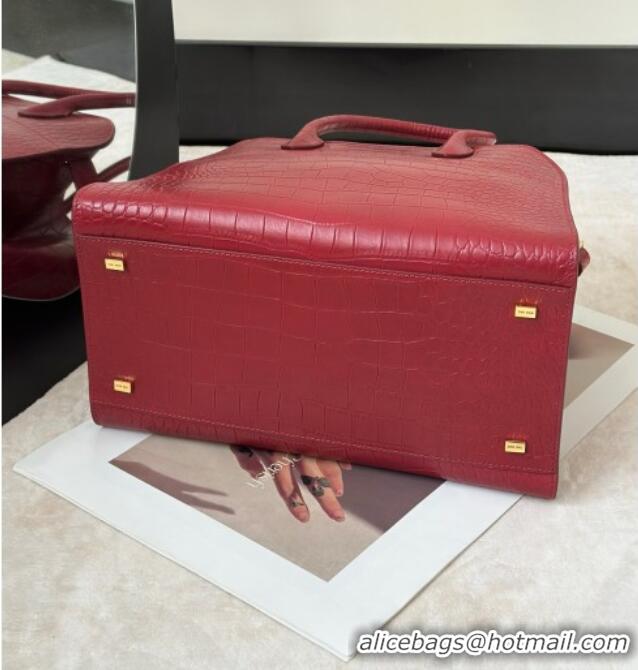 New Fashion The Row Margaux 12 Tote Bag in Samanta Crocodile Embossed Leather 8818 Red 2026