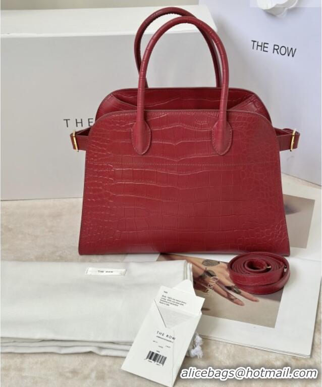 New Fashion The Row Margaux 12 Tote Bag in Samanta Crocodile Embossed Leather 8818 Red 2026