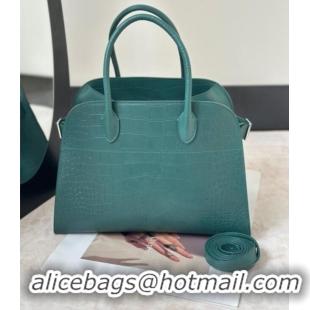 Inexpensive The Row Margaux 12 Tote Bag in Samanta Crocodile Embossed Leather 8818 Green 2026