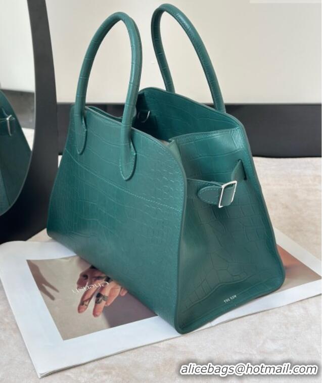 Inexpensive The Row Margaux 12 Tote Bag in Samanta Crocodile Embossed Leather 8818 Green 2026