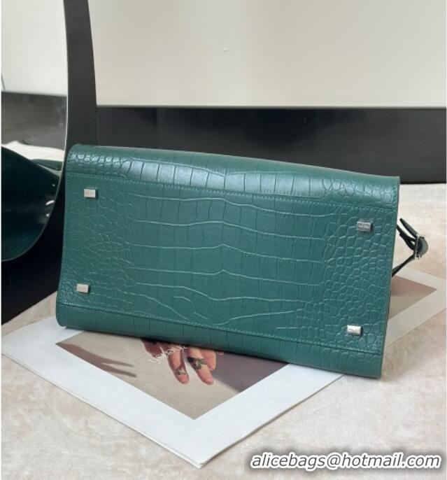 Inexpensive The Row Margaux 12 Tote Bag in Samanta Crocodile Embossed Leather 8818 Green 2026